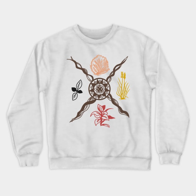 Native American Sacred Plant Colored Print Crewneck Sweatshirt by Eyanosa